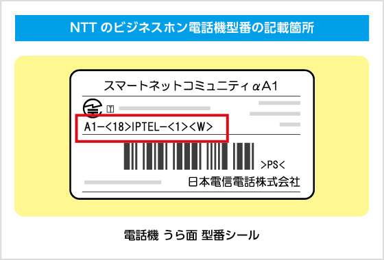 NTTビジネスホン電話機型番の記載箇所